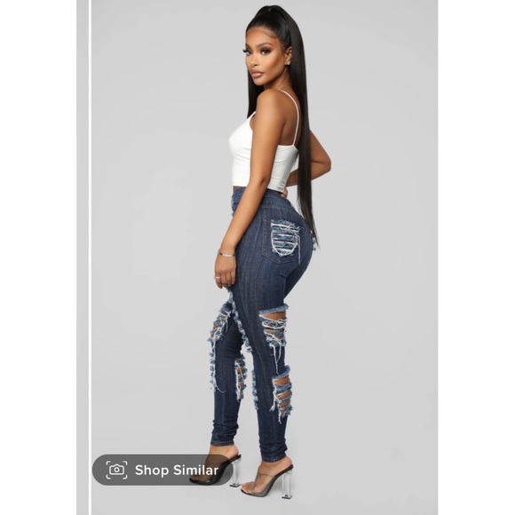 Sexy Alter Ego High waisted distressed Dark Denim Jeans - Picture 1 of 3